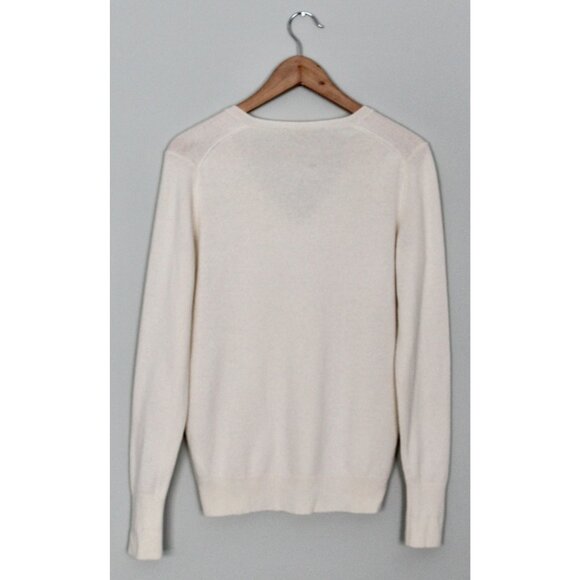 EVERLANE 100% Cashmere Ivory V-Neck Sweater, Size M Medium - Picture 5 of 9